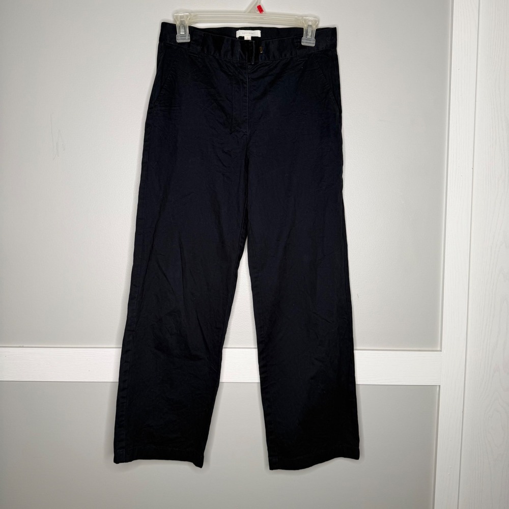 All:Row Wide Leg‎ Pants Womens Size S Navy Blue 100% Cotton High Rise Chino